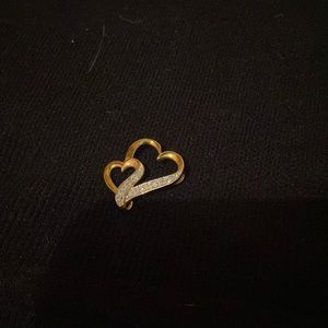 gold hearts charm for necklace with diamonds